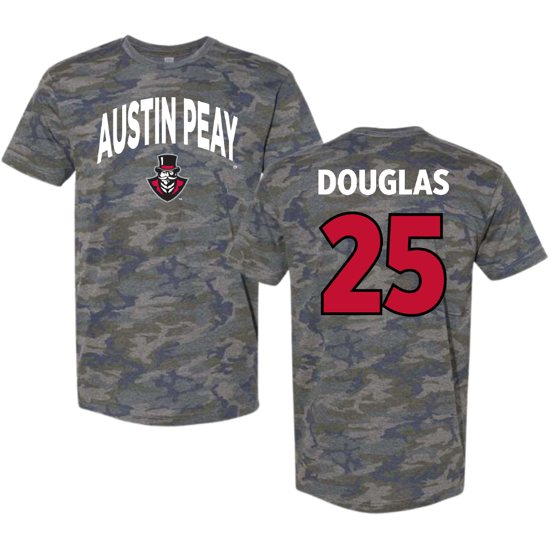 Austin Peay State University Basketball Vintage Camo Tee - #25 Tiya Douglas