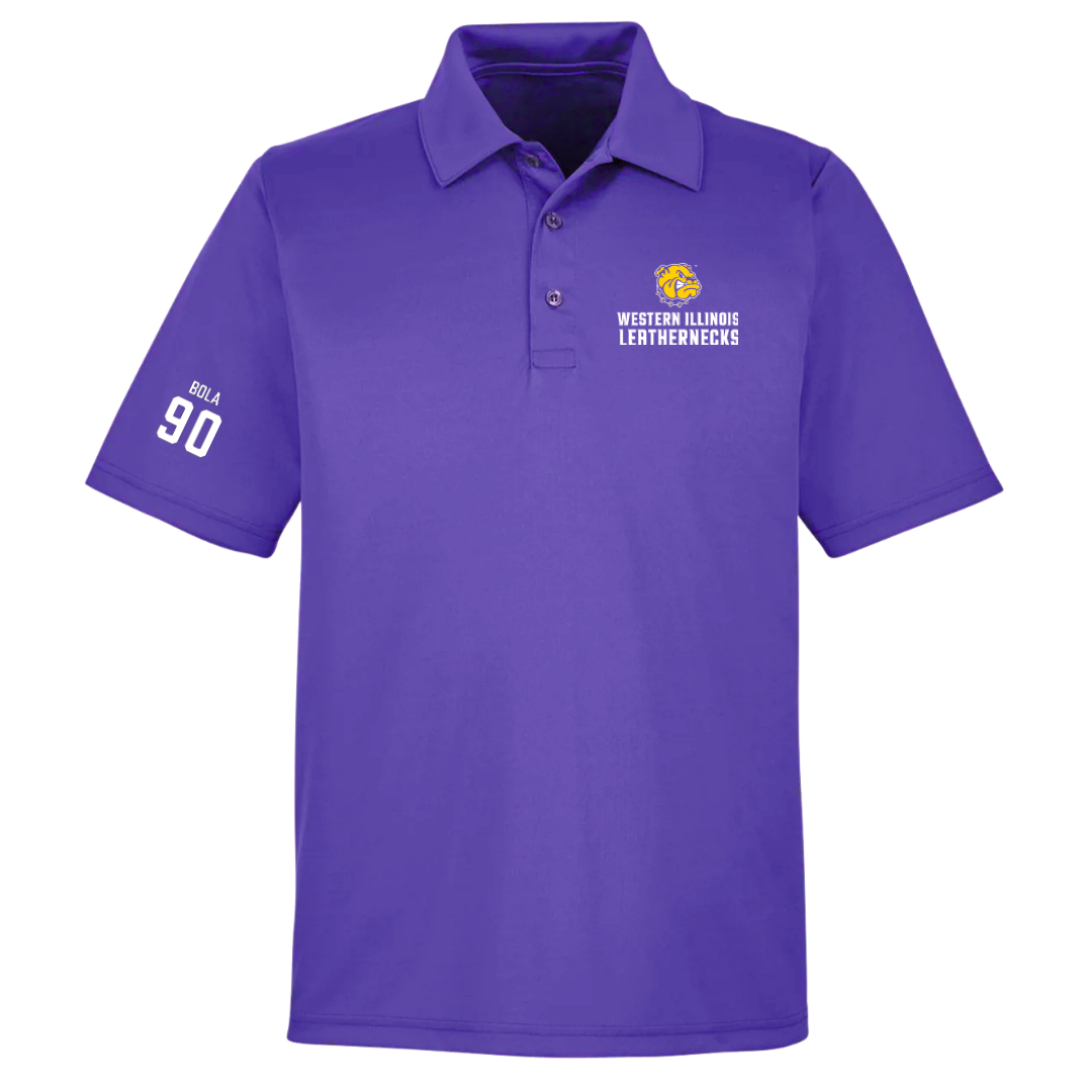 Western Illinois University Football Purple Polo - #90 Mayo Bola
