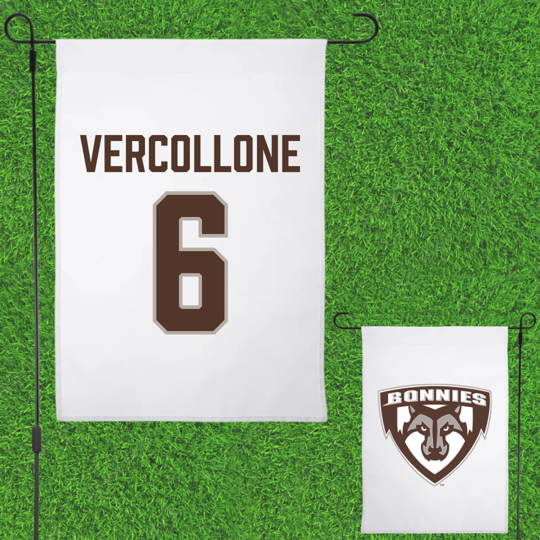 St. Bonaventure University Baseball White Garden Flag - #6 Conner Vercollone