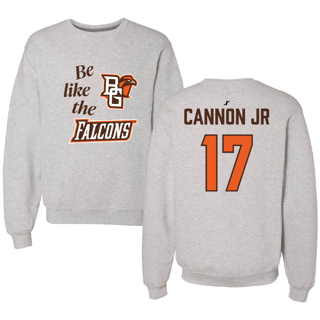 Bowling Green State University Football Light Gray Be Like Us Crewneck - #17 Mark Cannon Jr