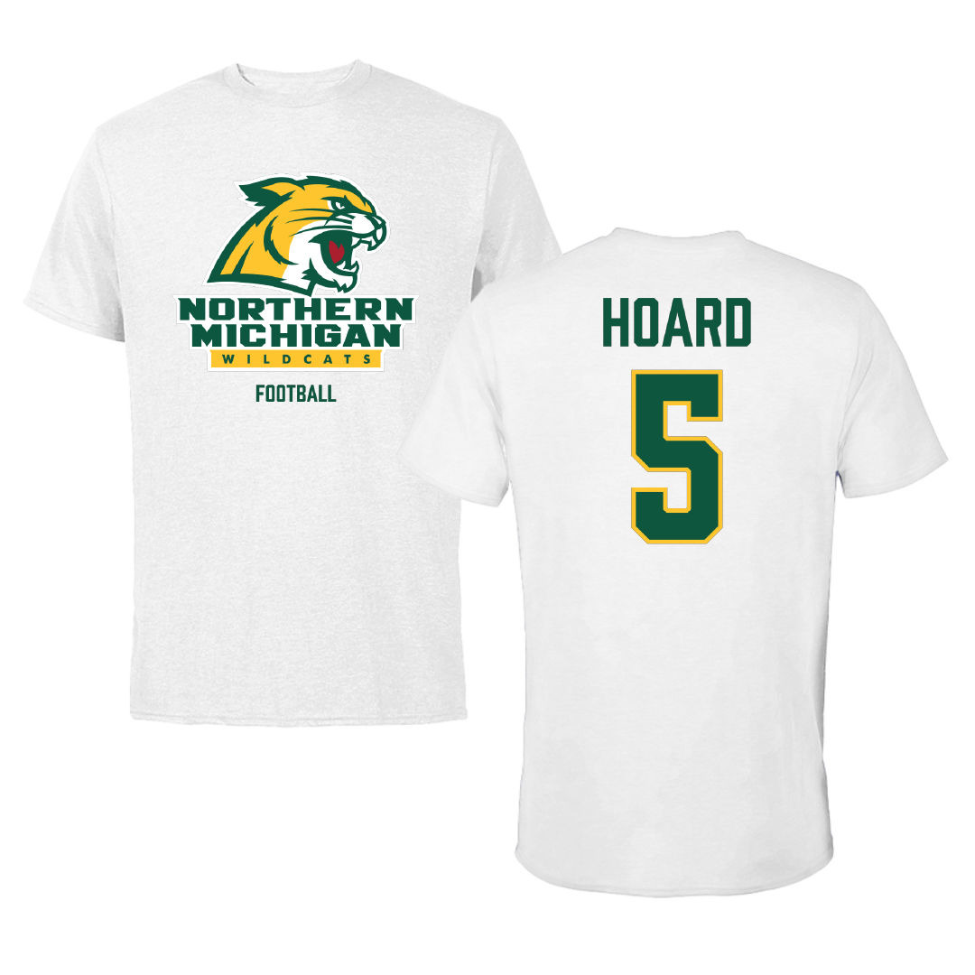 Northern Michigan University Football White Performance Tee - #5 Aidan Hoard