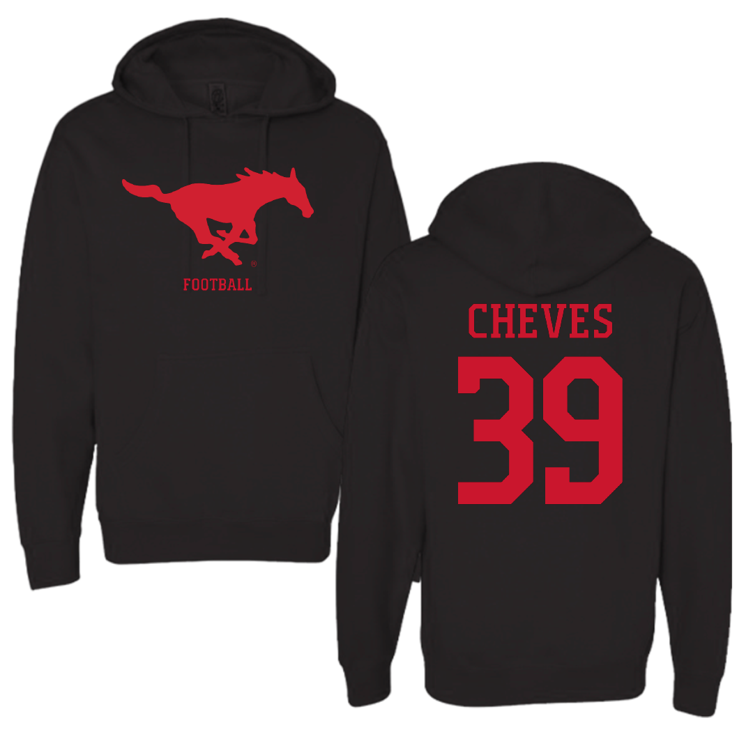 Southern Methodist University Football Black Mascot Hoodie - #39 Keaton Cheves