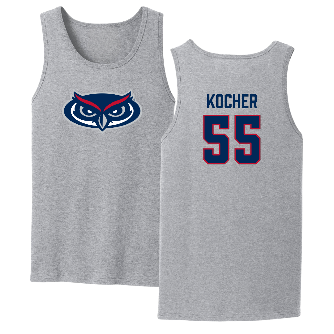 Florida Atlantic University Football Sport Gray Tank Top - #55 Alexander Kocher