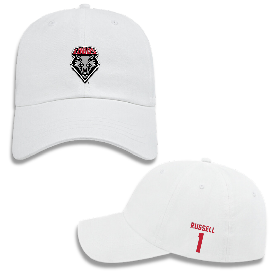 University of New Mexico Baseball White Hat - #1 Tristan Russell