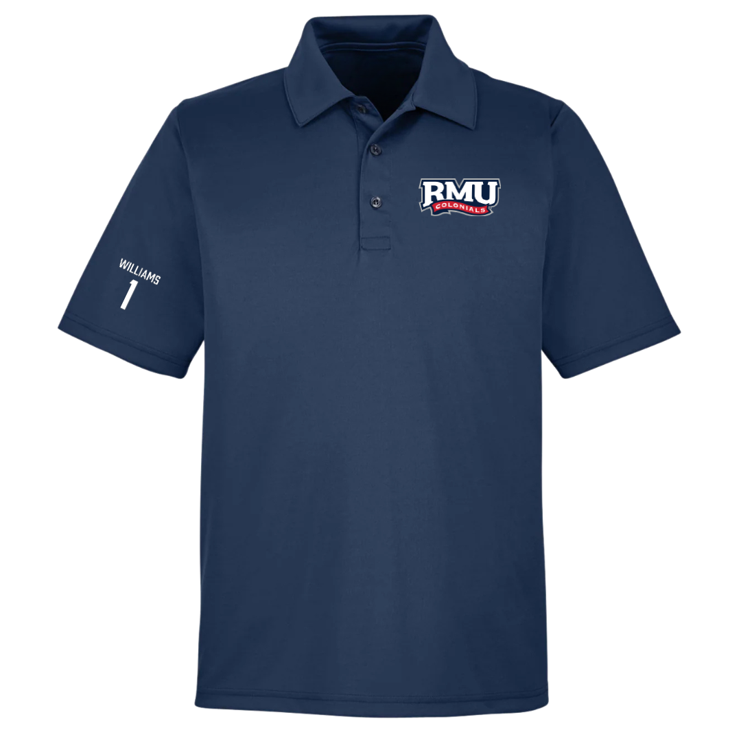 Robert Morris University Basketball (M) Navy Polo - #1 Justice Williams