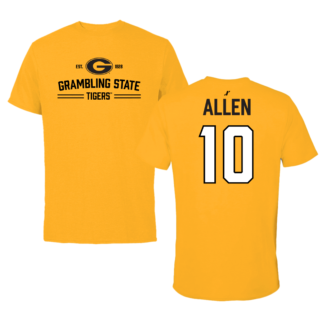 Grambling State University Baseball Gold General Performance Tee - #10 Payton Allen