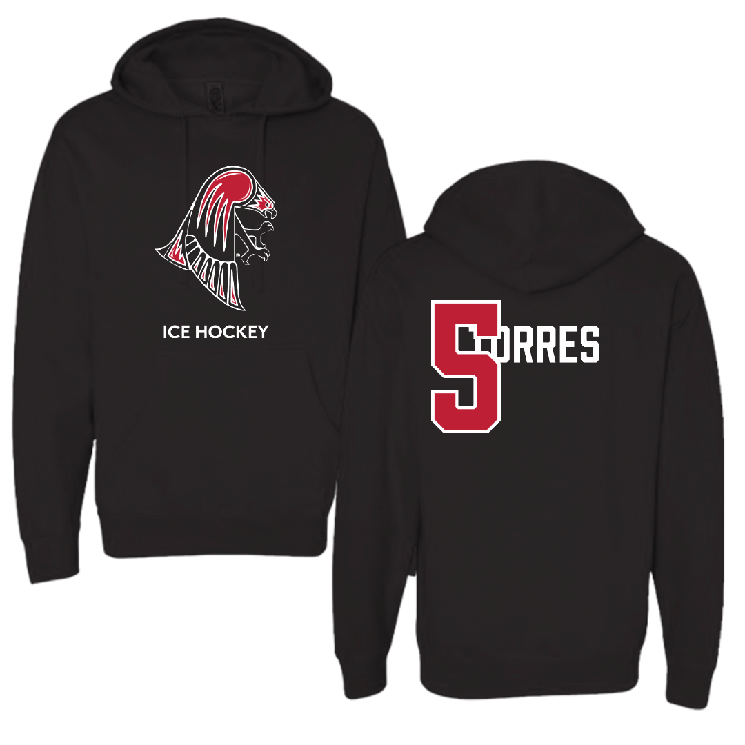 University of Wisconsin-River Falls Ice Hockey (M) Black Hoodie - #5 Aidan Torres