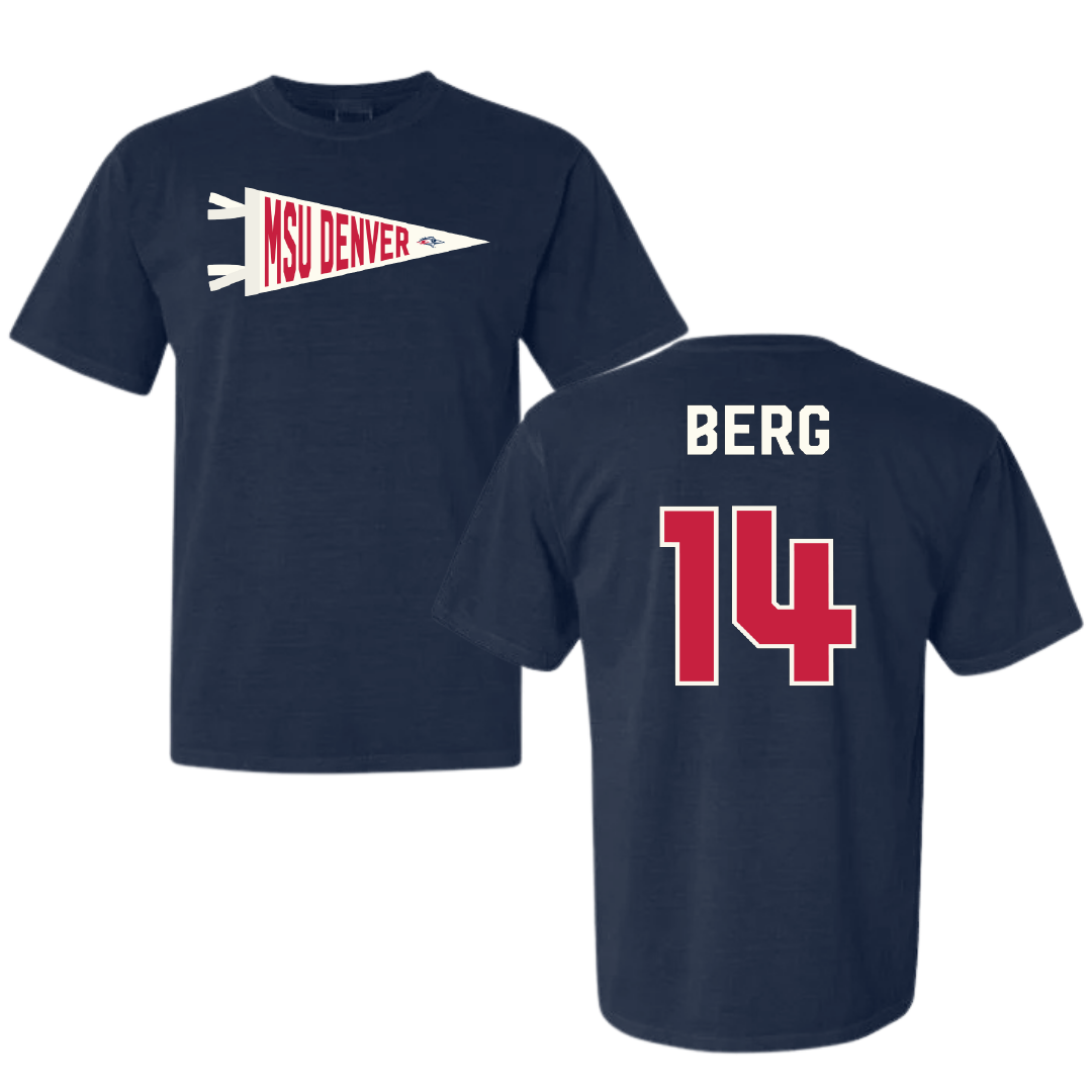 Metropolitan State University of Denver Softball Navy Pennant Comfort Colors Tee - #14 Miki Berg