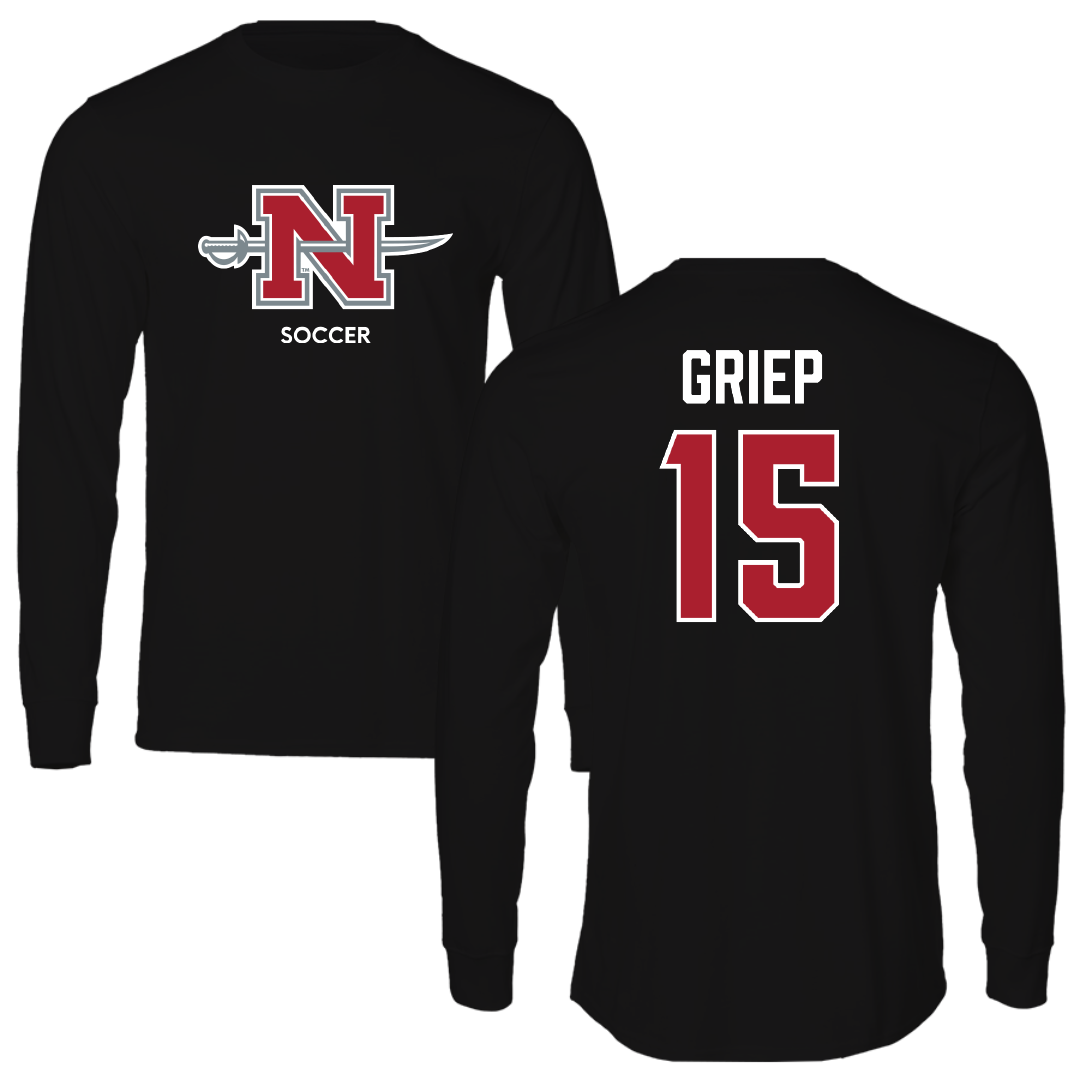 Nicholls State University Soccer (W) Black Mascot Performance Long Sleeve - #15 Ryan Griep