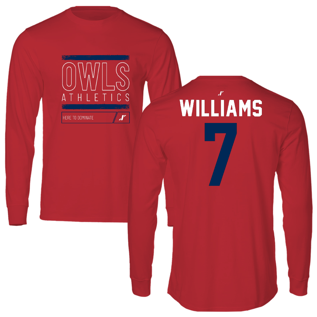 Florida Atlantic University Baseball Red Dominate Performance Long Sleeve - #7 CJ Williams