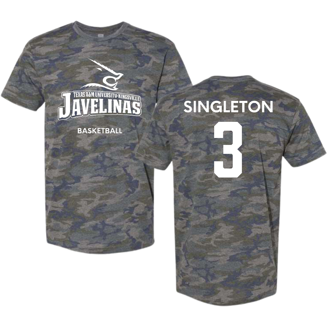Texas A&M University-Kingsville Basketball (M) Vintage Camo Tee - #3 Allen Singleton