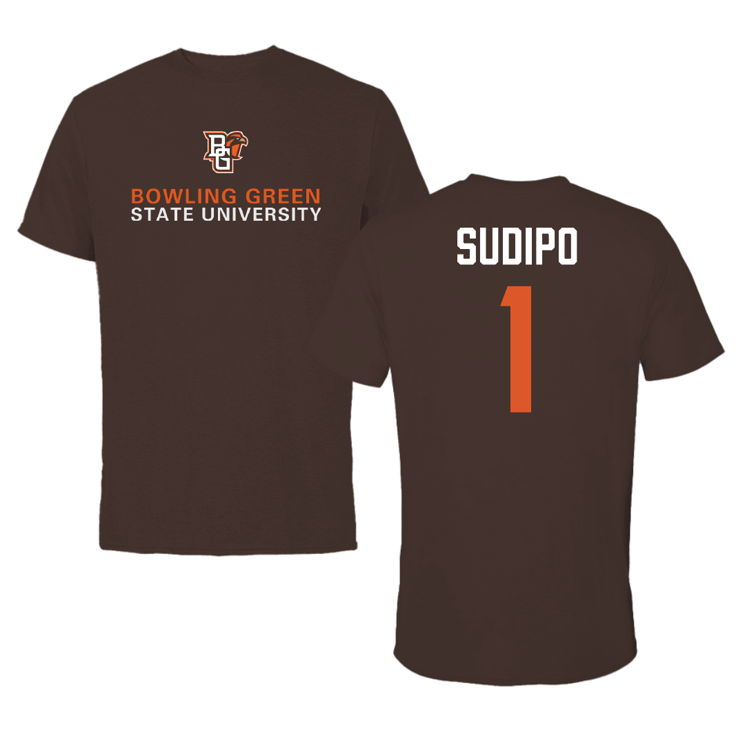 Bowling Green State University Football Brown Tee - #1 Mateo Sudipo