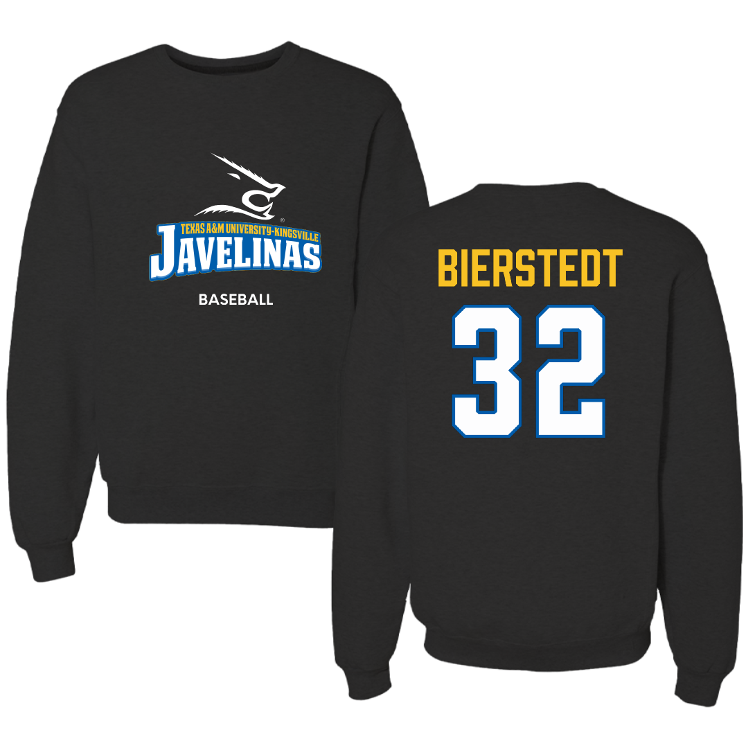 Texas A&M University-Kingsville Baseball Black Crewneck - #32 Hondo Bierstedt