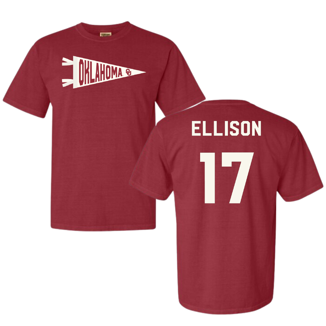 University of Oklahoma Volleyball Crimson Pennant Comfort Colors Tee - #17 Daleigh Ellison