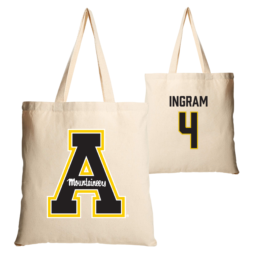 Appalachian State University Basketball Tan Canvas Tote Bag - #4 J'Mani Ingram