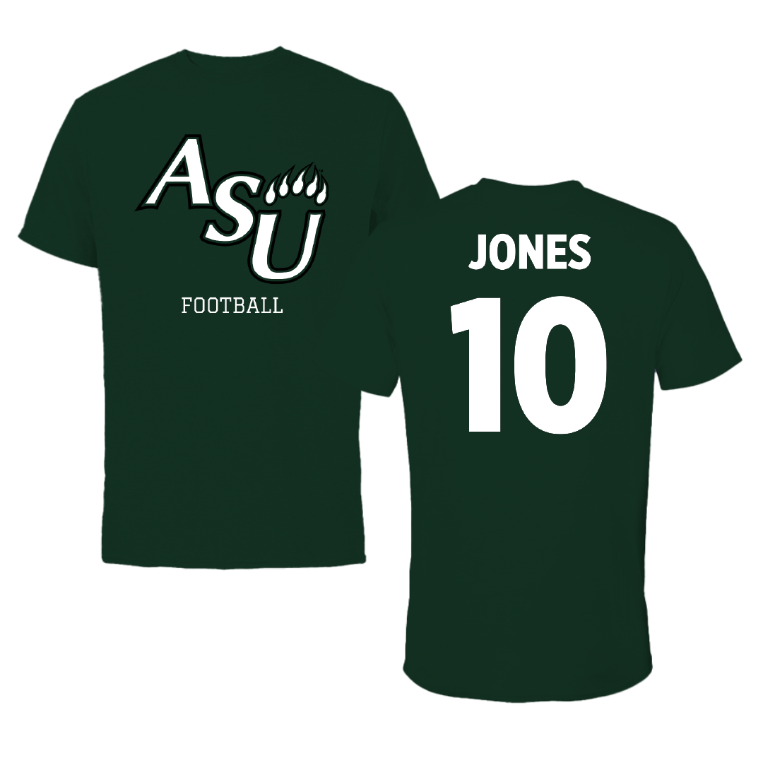 Adams State University Football Forest Green Tee - #10 Hayden Jones