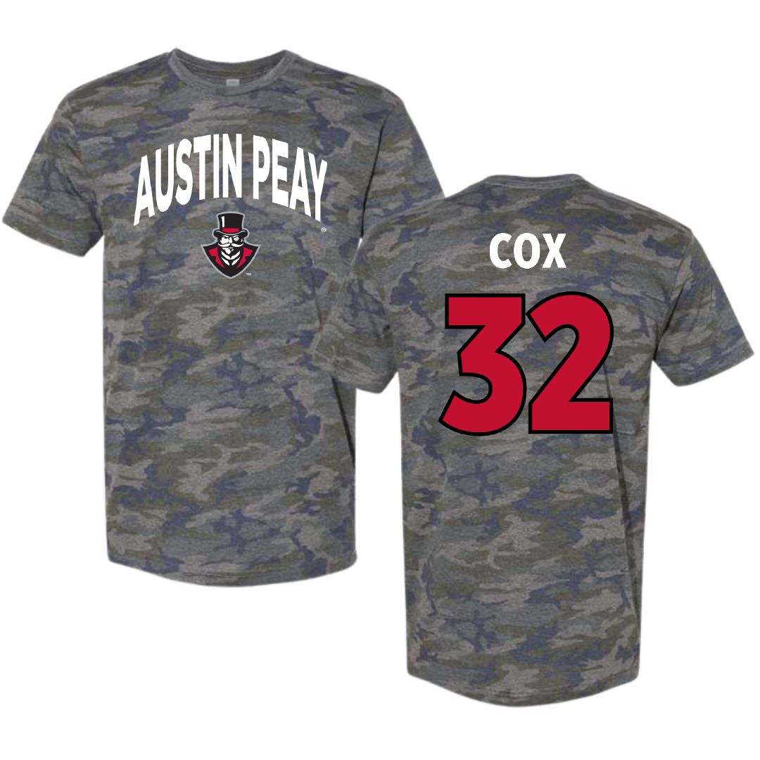 Austin Peay State University Baseball Vintage Camo Tee - #32 Chance Cox