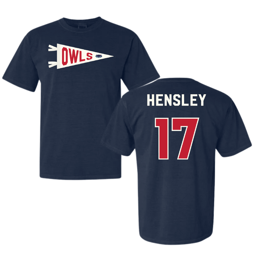 Florida Atlantic University Volleyball Navy Pennant Comfort Colors Tee - #17 Victoria Hensley