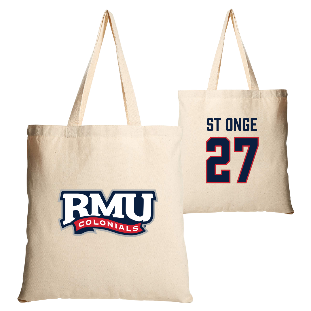 Robert Morris University Ice Hockey Tan Canvas Tote Bag - #27 Rylee St Onge