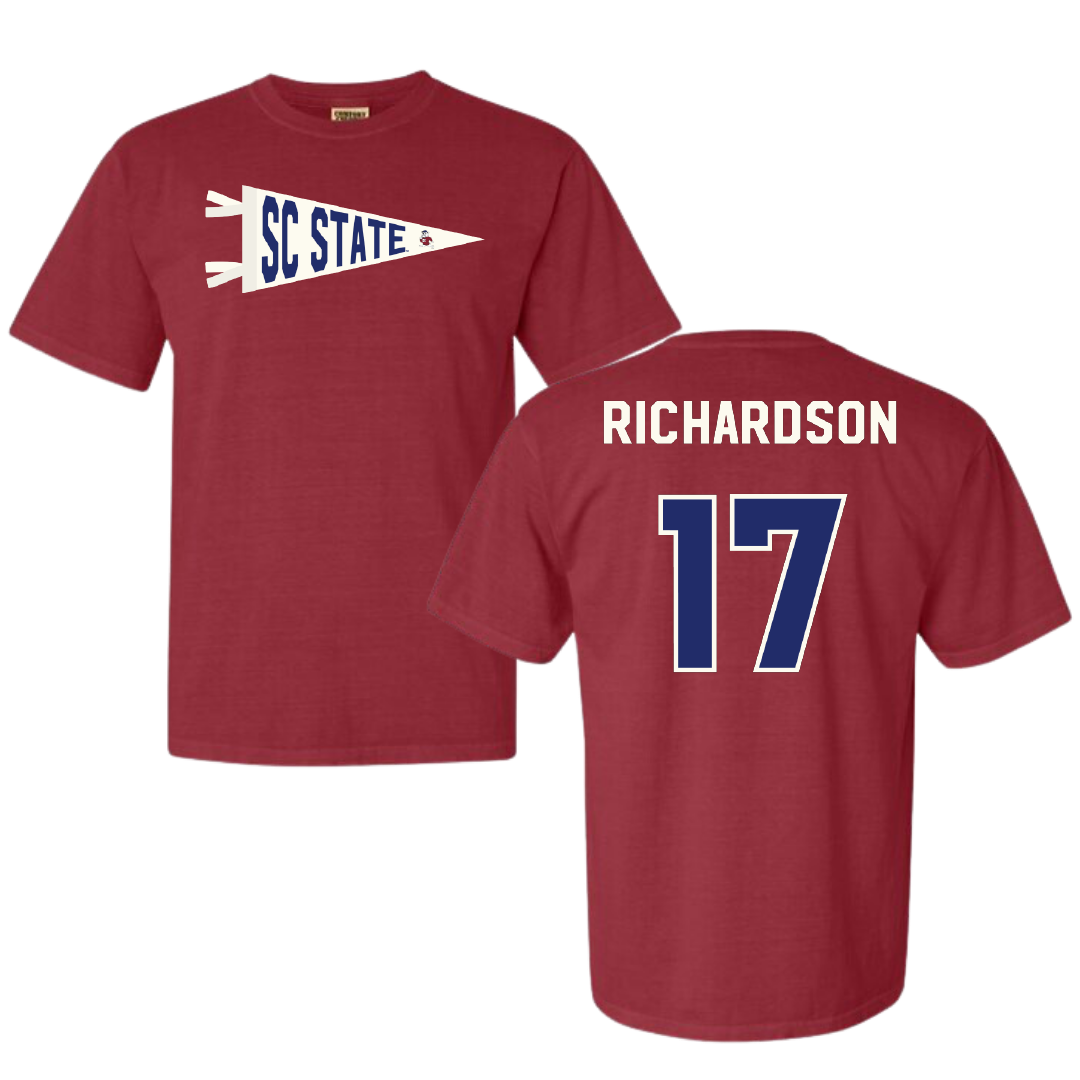 South Carolina State University Football Crimson Pennant Comfort Colors Tee - #17 Malik Richardson