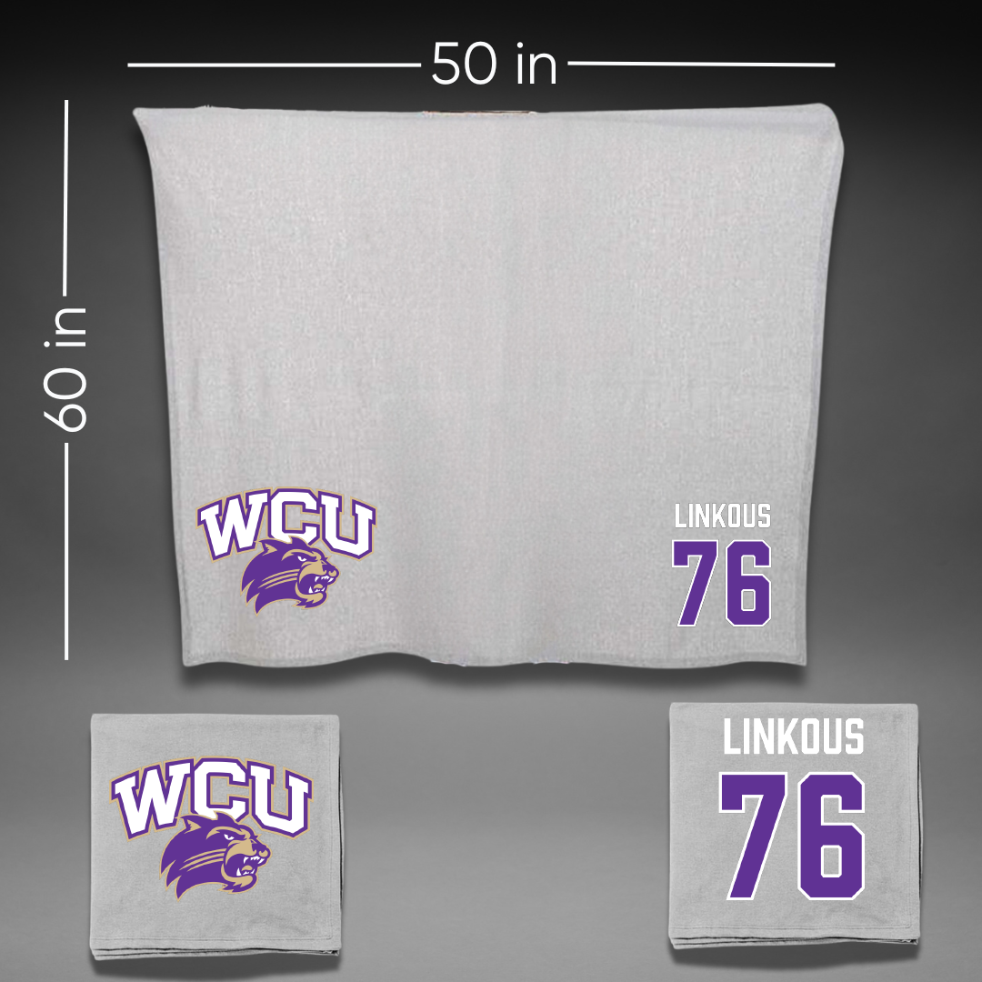 Western Carolina University Football Gray Blanket - #76 Nathan Linkous
