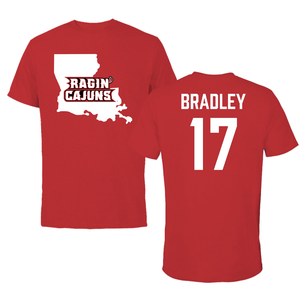 University of Louisiana at Lafayette Soccer Red State Tee - #17 Megan Bradley