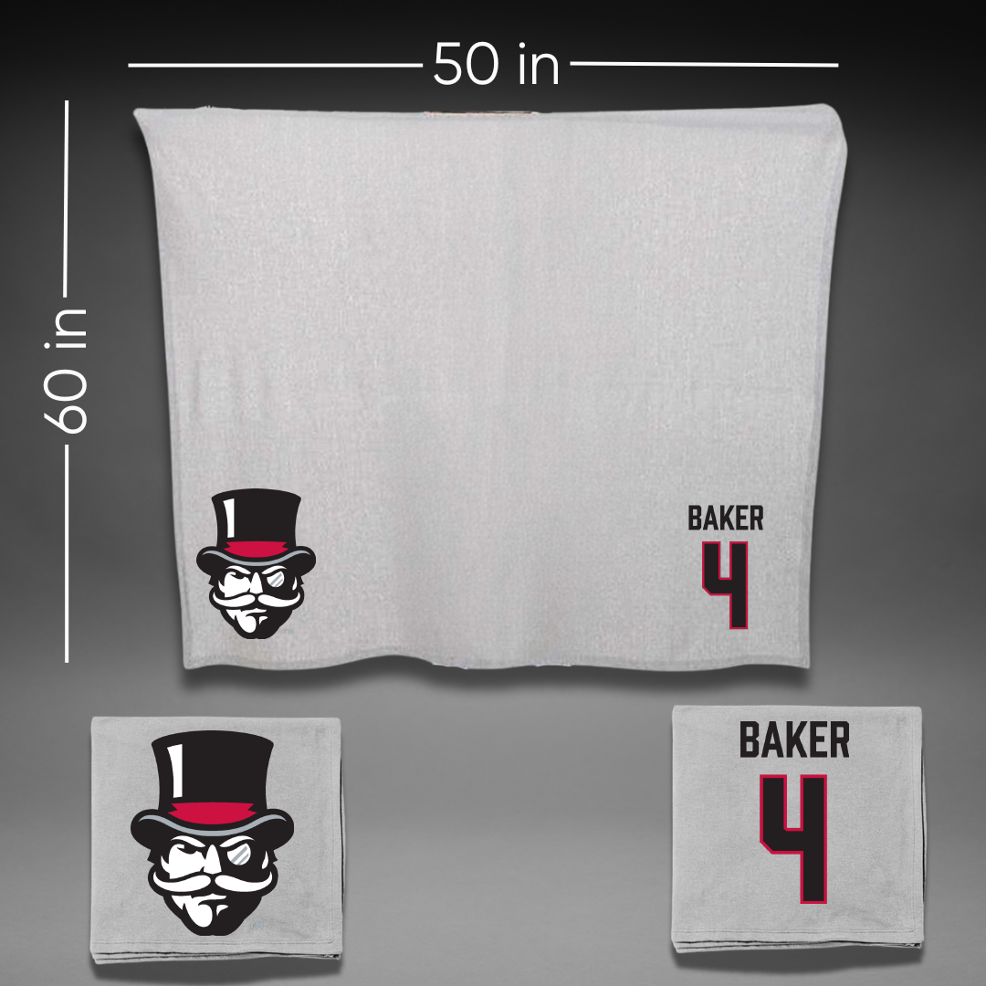 Austin Peay State University Softball Gray Blanket - #4 Emilee Baker