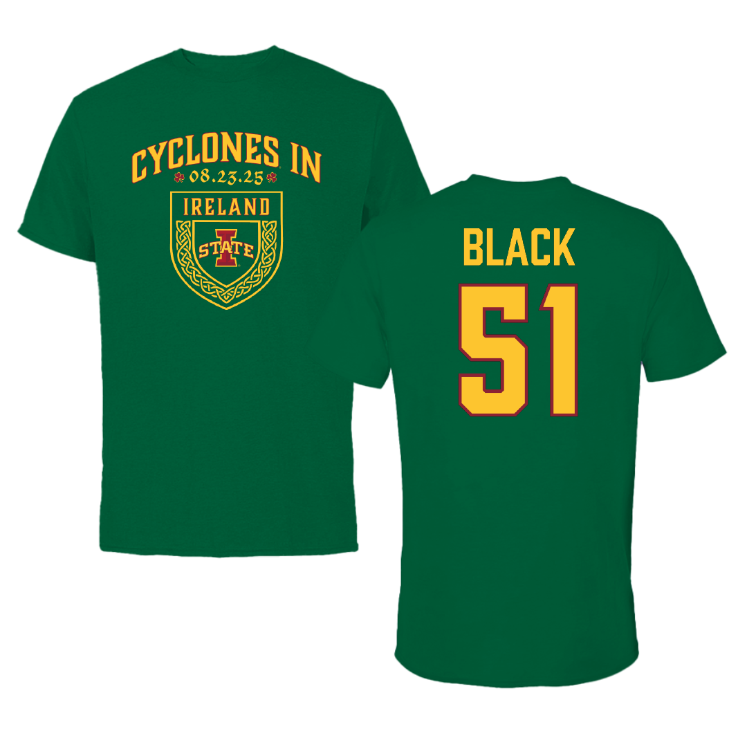 Iowa State University Football Green Cyclones in Ireland Performance Tee - #51 Brendan Black