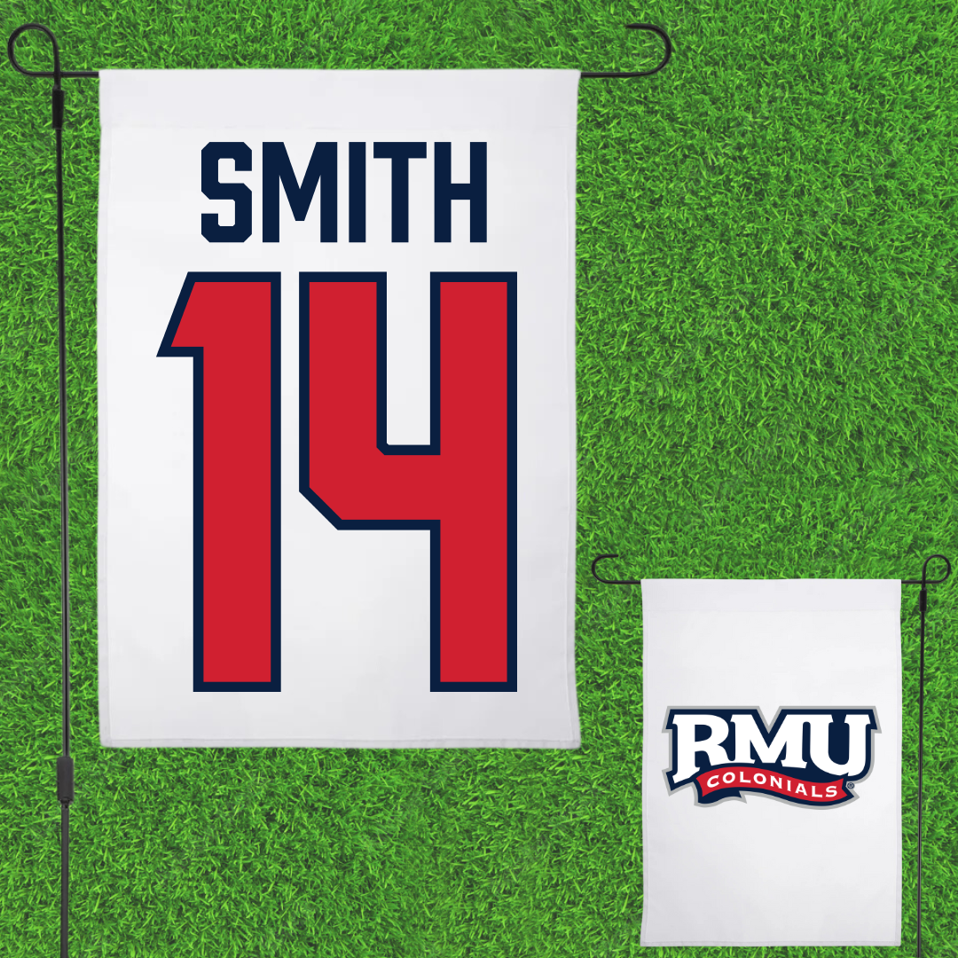Robert Morris University Football White Garden Flag - #14 Zin'tayvious Smith
