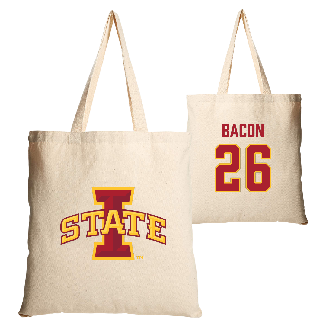 Iowa State University Football Tan Canvas Tote Bag - #26 Caleb Bacon