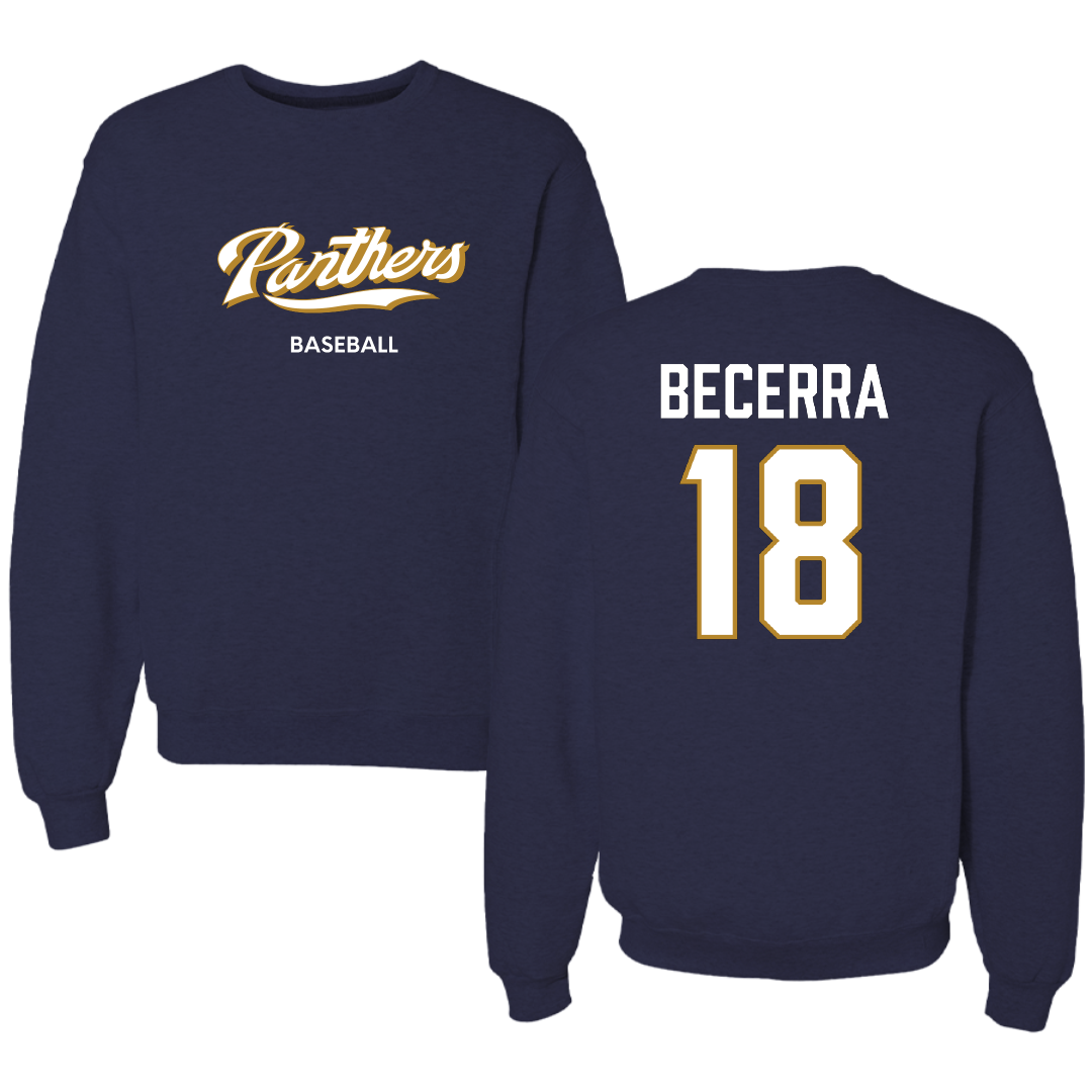 Florida International University Baseball Navy Panthers Crewneck - #18 Armando Becerra