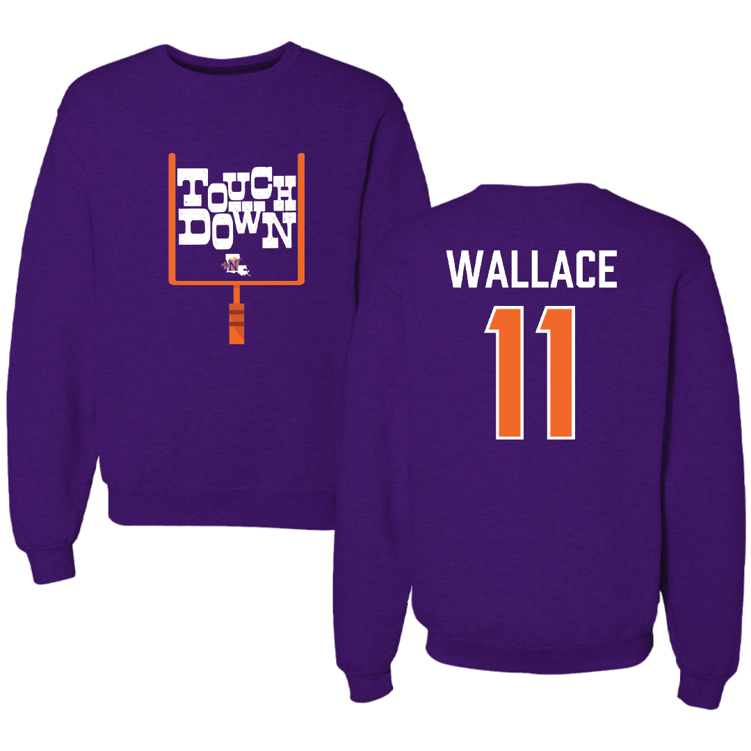 Northwestern State University Football Purple Touchdown Crewneck - #11 Dane Wallace