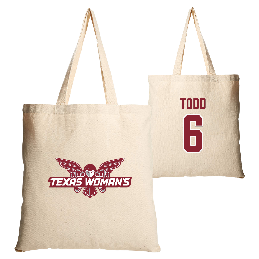 Texas Woman's University Softball Tan Canvas Tote Bag - #6 Riley Todd