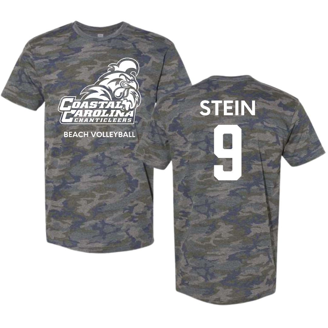 Coastal Carolina University Beach Volleyball Vintage Camo Tee - #9 Jillian Stein