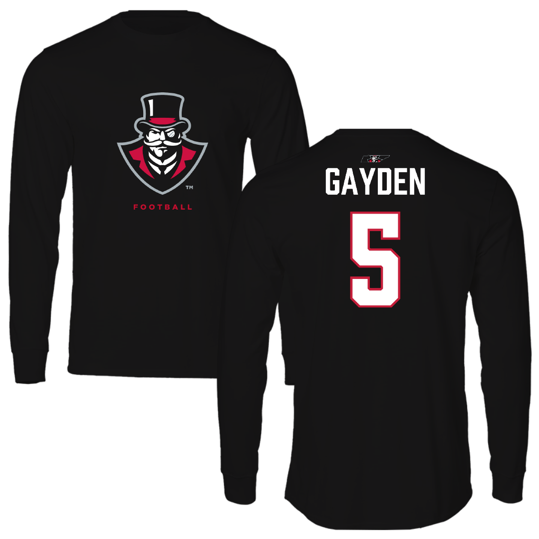 Austin Peay State University Football Black Mascot Long Sleeve - #5 Tae Gayden