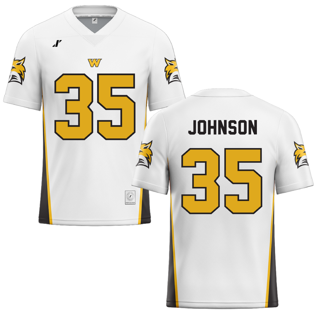 Wayne State College (Nebraska) White Football Jersey - #35 Luke Johnson