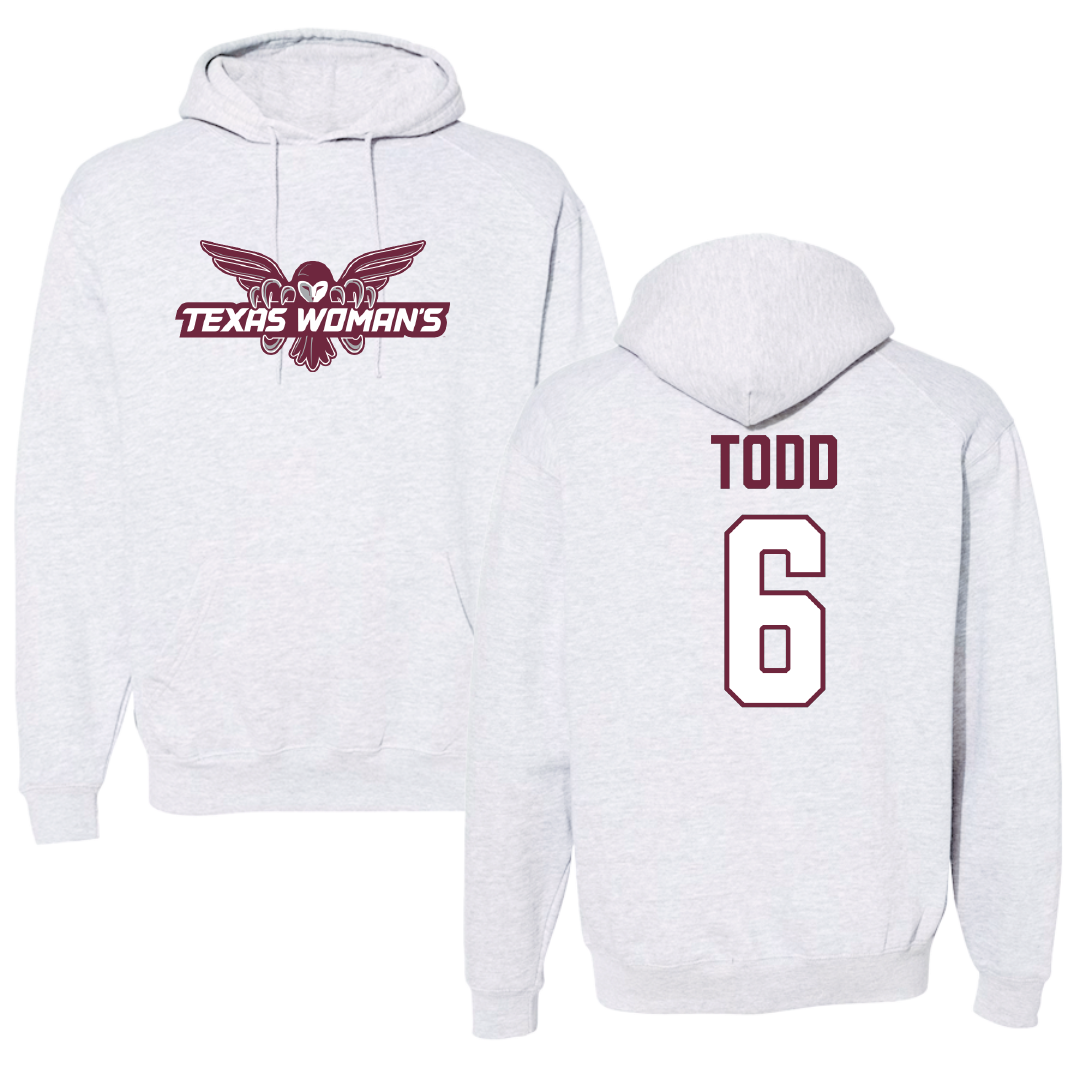 Texas Woman's University Softball Light Gray Hoodie - #6 Riley Todd