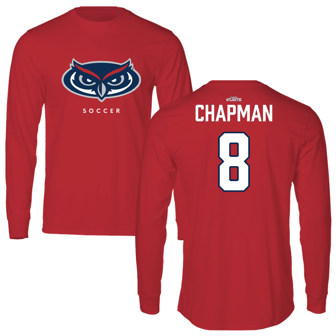 Florida Atlantic University Soccer Red Long Sleeve - #8 Caleb Chapman