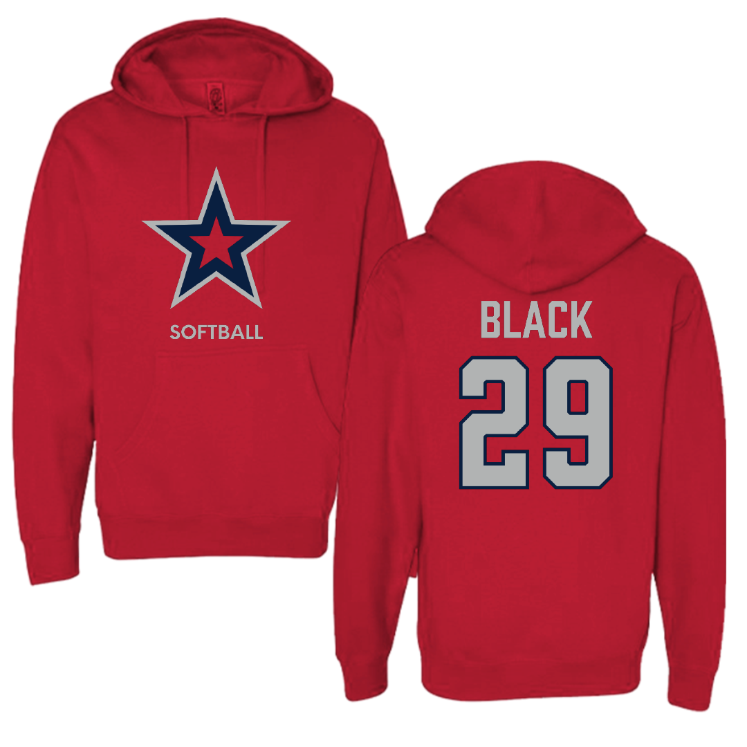 Robert Morris University Softball Red Mascot Hoodie - #29 Logan Black