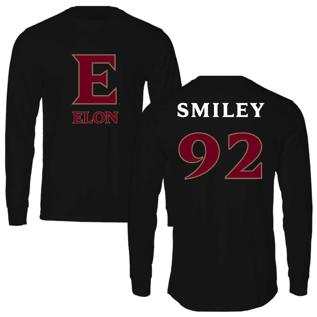 Elon University Football Black Long Sleeve - #92 Brandon Smiley