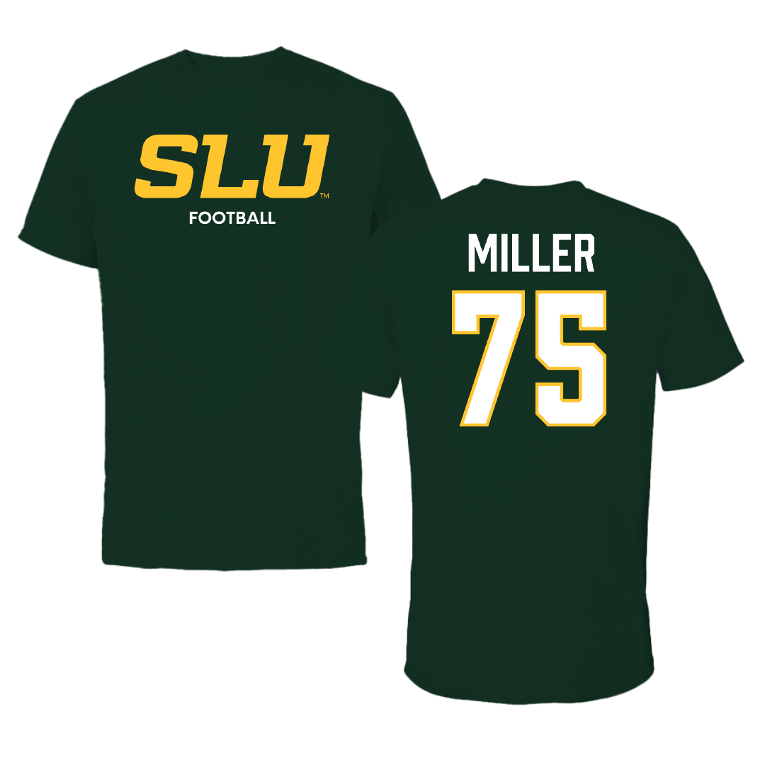 Southeastern Louisiana University Football Forest Green Performance Tee - #75 Blakeley Miller