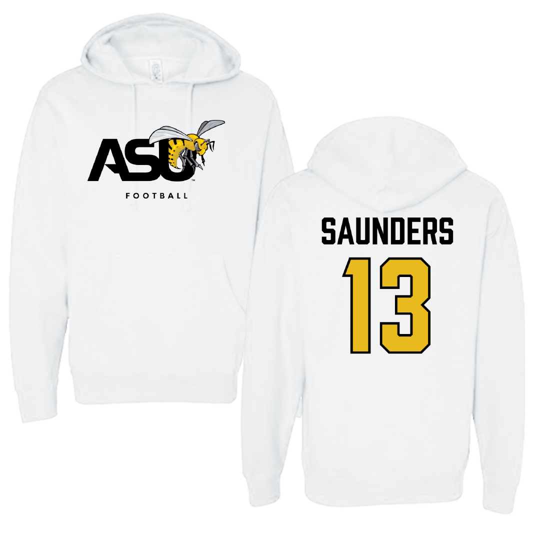 Alabama State University Football White ASU Hoodie - #13 Tyree Saunders