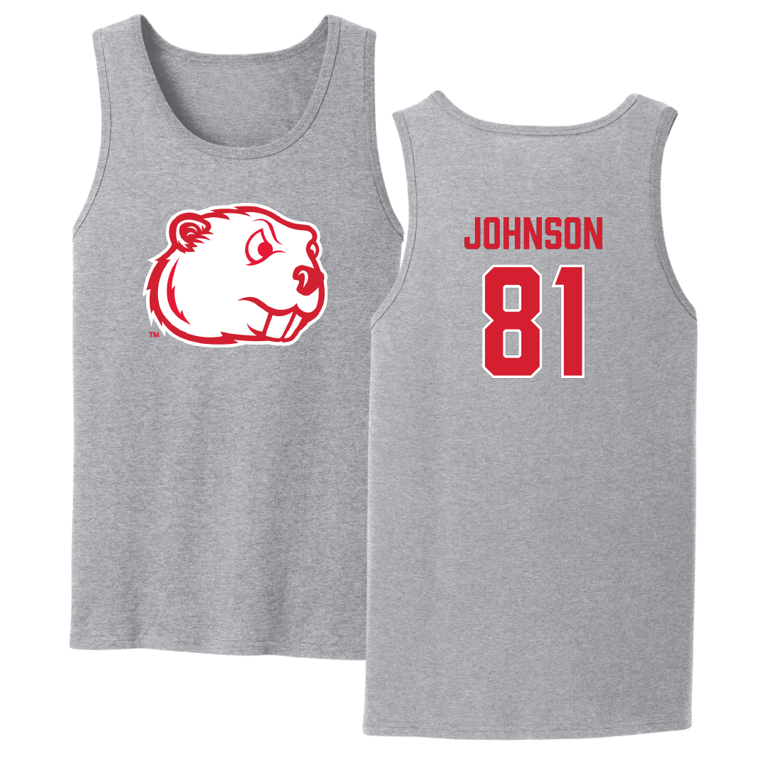 Minot State University Football Sport Gray Tank Top - #81 Tyler Johnson