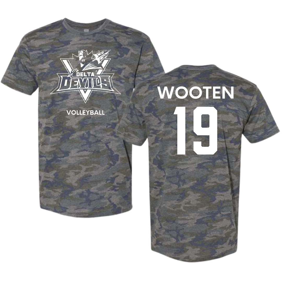Mississippi Valley State University Volleyball (W) Vintage Camo Tee - #19 Taylor Wooten