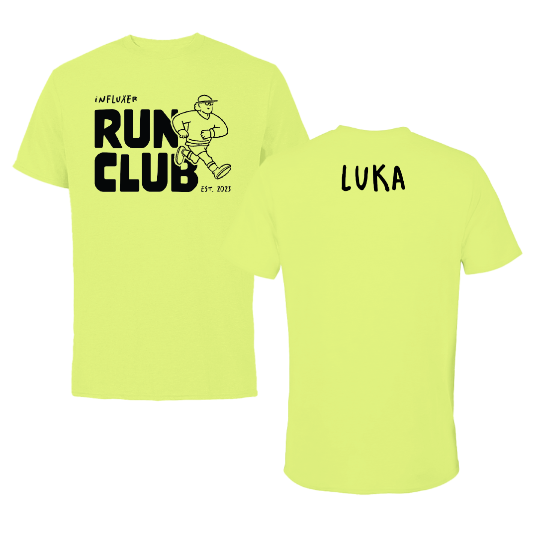 Illinois State University Cross Country Safety Yellow Influxer Run Club Tee - Jeff Luka