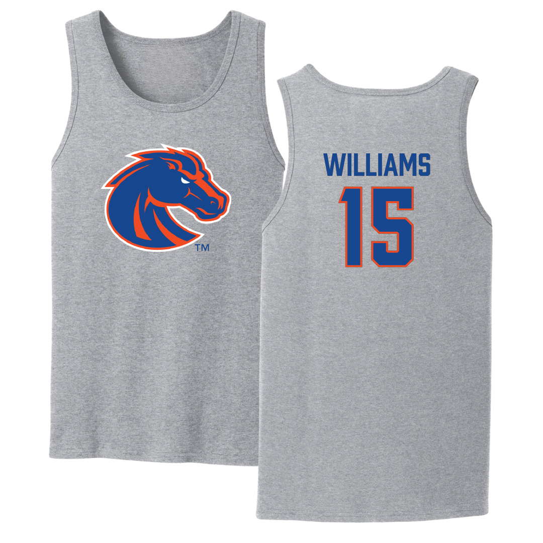 Boise State University Football Sport Gray Tank Top - #15 Malakai Williams