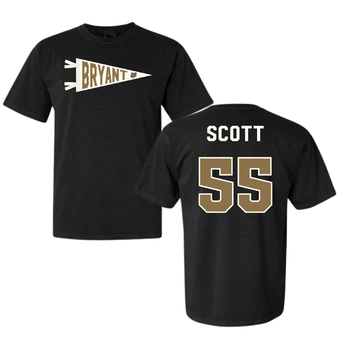 Bryant University Basketball Black Pennant Comfort Colors Tee - #55 Nia Scott