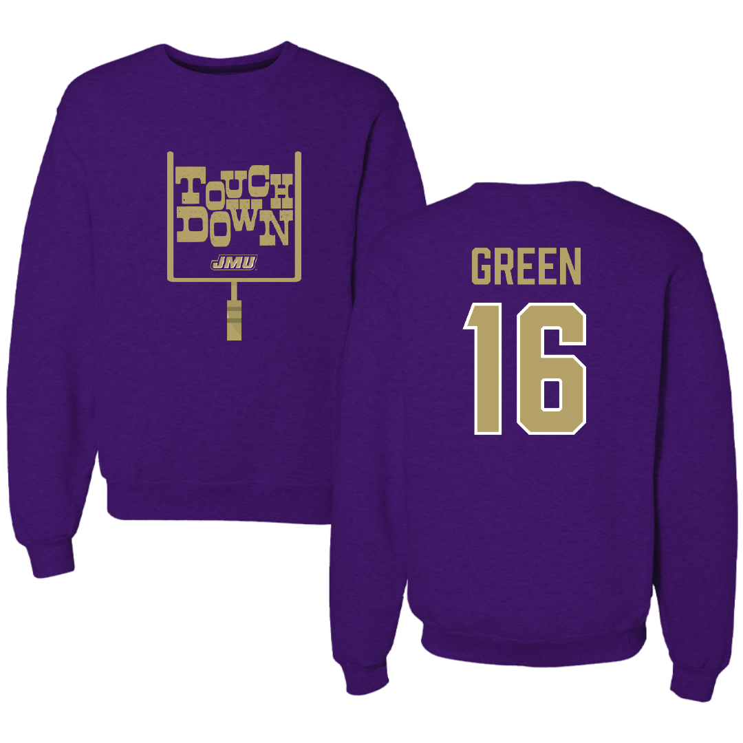 James Madison University Football Purple Touchdown Crewneck - #16 Desmond Green