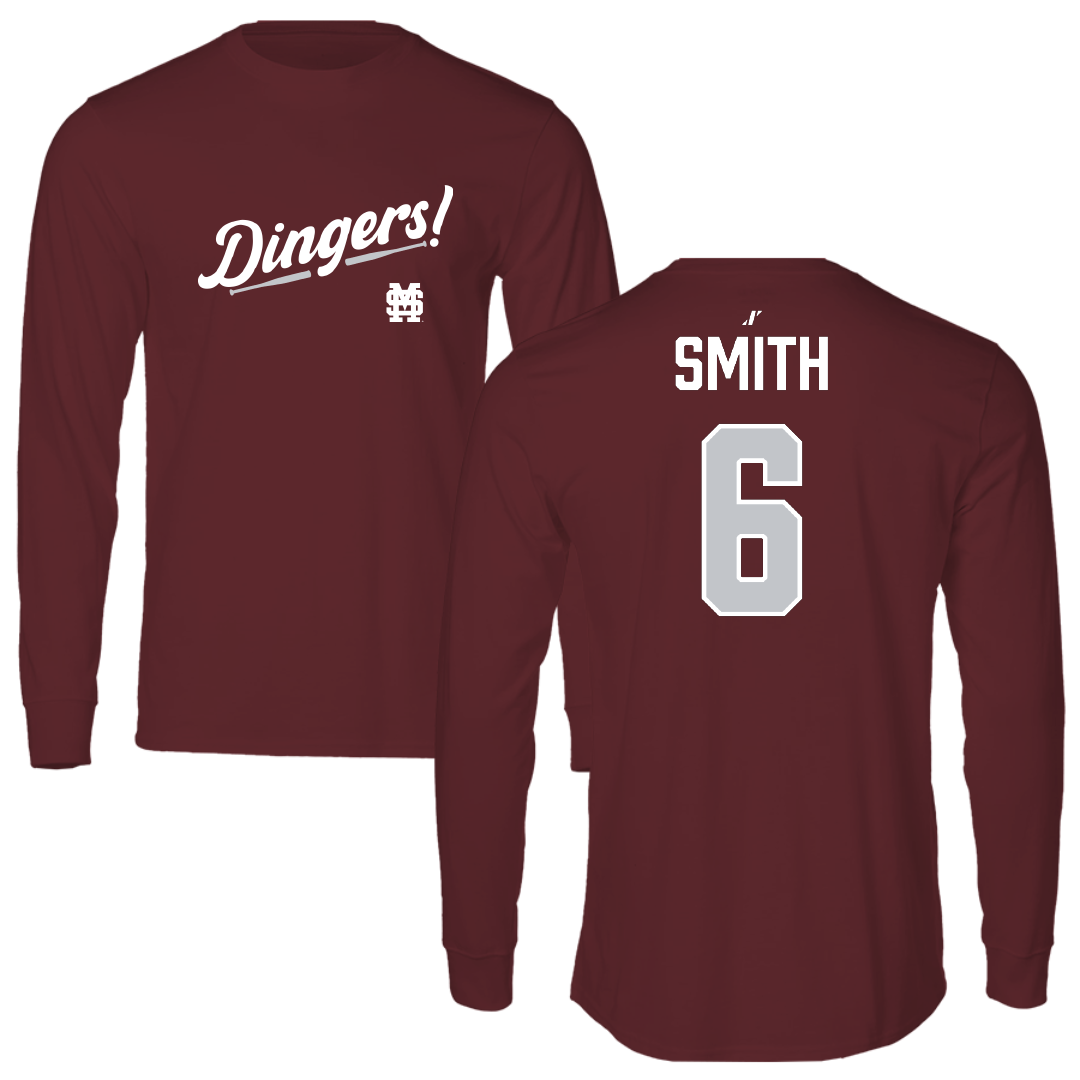 Mississippi State University Softball Maroon Dingers Performance Long Sleeve - #6 Carson Smith
