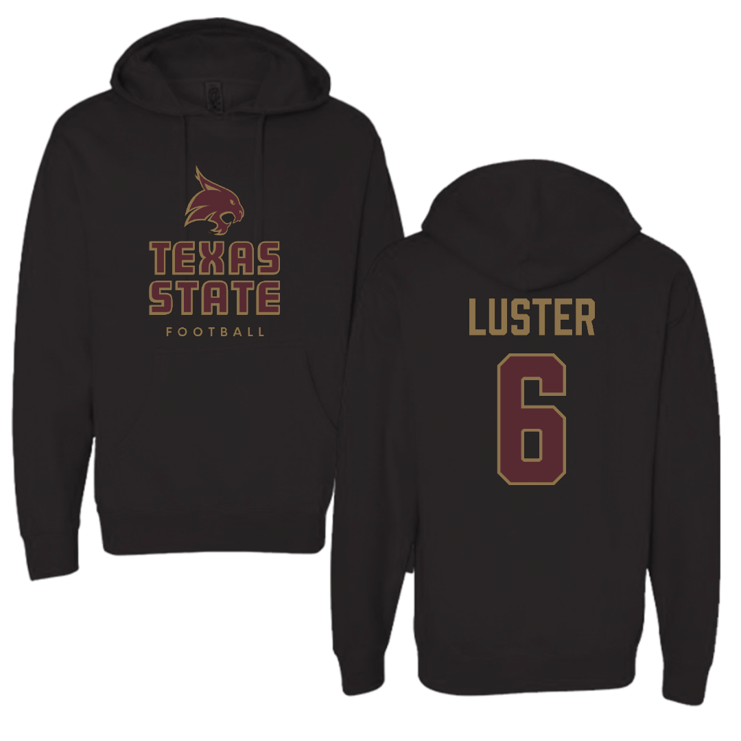 Texas State University Football Black Hoodie - #6 Keldric Luster